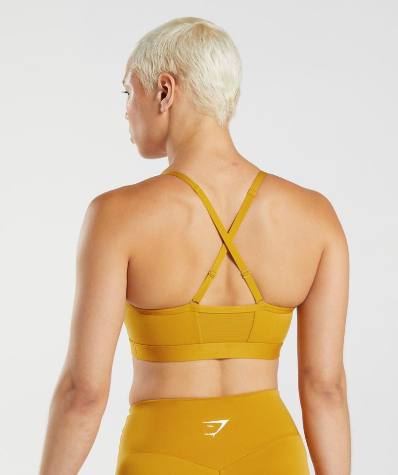 Women's Gymshark Ruched Sports Bra Yellow | NZ 9VPBGZ